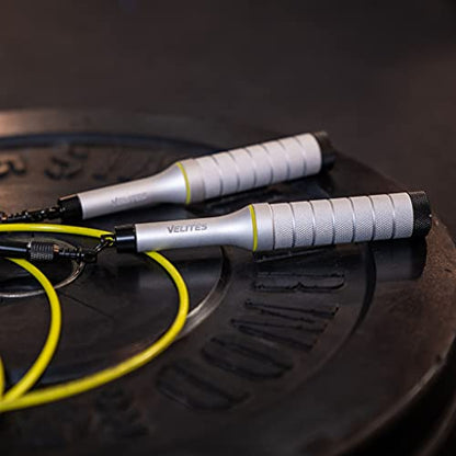 Velites - Earth 2.0 Jump Rope - Official CrossFit® Games Rope - Professional Aluminum Speed Rope for Double Unders, Fitness & Boxing - Includes 4mm Cable & Carrying Bag - - color: Silver