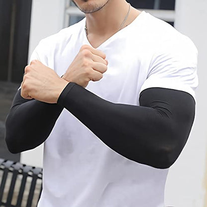 Arm Sleeves for Men and Women Compression UV Sun Protection Tattoo Cover Up Baseball Basketball Football Golf Running - color: Black