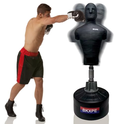 Adjustable Punching Dummy – Freestanding Silicone Punching Bag with Telescopic Height, Stable Large Base for Adults, Boxing, Kickboxing, MMA & Home Gym Training - color: Black2