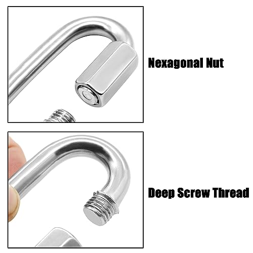 Anvin 2 Pack Large Quick Links M10 3/8 Inch Heavy Duty Carabiner Stainless Steel Chain Links Connector D Shape Locking Chain Hooks Repair Utility Screw Links for Camping Outdoor Equipment Hammocks - style: Oval, 3.5 Inch, 2 Pack