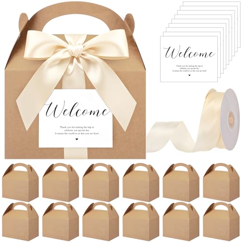 Maitys 50 Set Welcome Boxes for Wedding Guests 9x6x6 Gable Boxes, Ivory - color: Ivory