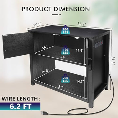 BEURUKU 40 Gallon Tank Stand with Cabinet and Power Outlets, Heavy Duty Metal Aquarium Stand for 40-50 Gallon Breeder Tank, Turtle Tank, Double Terrarium Stand, 660LBS Capacity, Black - color: Black, size: 40-50 Gallon
