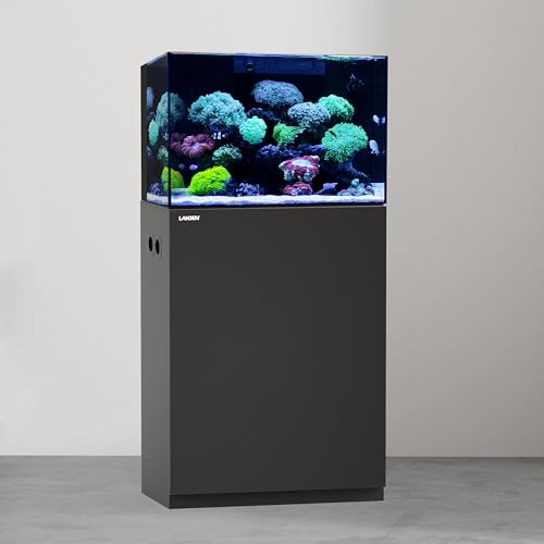 Aquarium Wooden Stand and Cabinet for up to 30 Gal Tank, Fish Reptile Sea Salt WaterTank Stand, Nano Foam Leveling Mat Included, W23.6xD17.7xH31.5 in, Wooden Matte Black Painted(Stand Only) - color: Black-fig8_inlet, size: W23.6xD17.7xH31.5in(60x45x80cm)