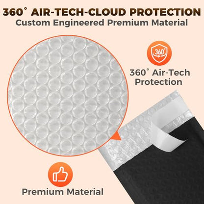510-Pack Bubble Mailer 4'' x 8'' - Self-Sealing Waterproof Small Mailing Envelopes Padded Lightweight Shipping Bags for Accessories, Small Parts, Jewelry, Trading Cards, Compact Items 4x7 Usable Space - color: Black - 510 Pack