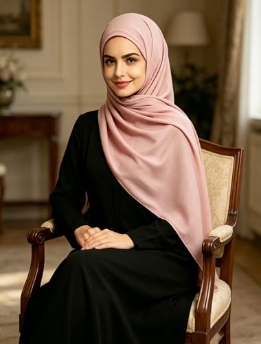 Lina & Lily Non-see-through Premium Jersey Maxi Hijab Head Scarf Wrap for Muslim Women - color: Light Pink