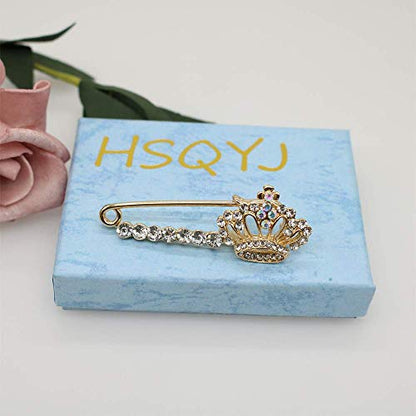 Crystal Pearl Flower Brooches Pins Fashion Beautiful Created Rhinestone Floral Brooch Good Idea for Party Dance Wedding Banquet for Elegant Women Girl - color: Crown Safety pin