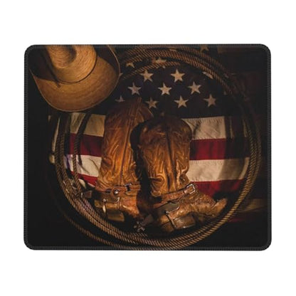 USA Western Cowboy Hat with Boots Rope Mousepad Non-Slip Rubber Base Mouse Pads for Computers Laptop Office Desk Accessories Mouse pad 7.9 x 9.5 in - color: Cowboys and Flags