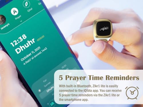 Anlising Smart Ring Counter, Smart Tasbih Zikr Ring, Muslim Islamic Prayer Smart Rings, Tasbih Counter Smart Ring, Tasbeeh Smart Counter, Digital Electronic Smart Tally Counter for Prayer (White,18MM)