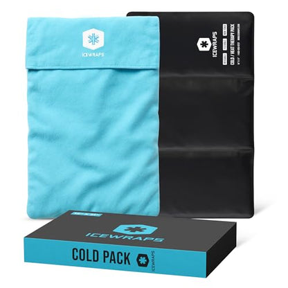 ICEWRAPS Reusable Cold Pack with Fabric Cover - Extra Large 12 x 21 Inch | Flexible Clay Pack, Leak Resistant, Wrap Design for Back, Shoulders and Knees, Stays Cold Up to 45 Minutes - FSA-HSA Eligible - size: 12"x21", style: Ice Pack with Cover