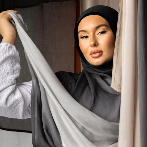 Fashion Gradient Color Hijab Scarf for Women Soft Modal Instant Jersey Hijab Head Wraps Long Shawls - color: Color 4