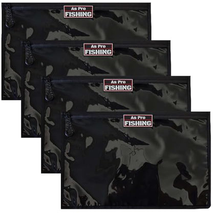 4Pack Fishing Clear Tackle Storage Bag,Waterproof Plastic Storage Fishing Bag for Fishing Gear, Bait, Tackle, Lures and Soft Plastics,Built Tough, Massive Storage Fishing Gift Bag