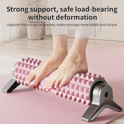 New Upgrade Bracket Foam Roller with Stand for Back Leg Pain, 21 Inch Firm Deep Tissue Muscle Massager for Sore Muscles (Pink) - color: Pink