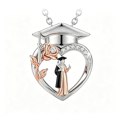 Graduation Gifts for Women 925 Sterling Silver Compass/Graduation/Vet/Cross/Stethoscope Necklace for Women - color: Graduation-Muslim-2