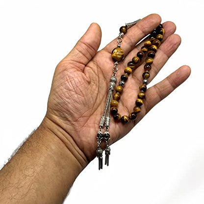 Design -Tiger Eye Stone Series Worry Beads - Prayer Beads (8 mm-33 Beads) Tesbih-Tasbih-Tasbeeh-Misbaha-Masbaha-Subha-Sebha-Sibha-Rosary (Stylist Prayer Beads (8 mm-33 Beads)) - color: Stylist Prayer Beads (8 mm-33 Beads)