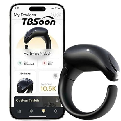 Fashion Tasbih 스마트 링, Tasbeeh 카운터, 기도 방향 표시기 가이드, 5 Azan 알람 시계, 용서, 전자 묵주, Eid al-Fitr Eid al-Adha 라마단 남성 여성용 선물-블랙 사이즈 조절 가능 - style: C블랙 사이즈 조절 가능