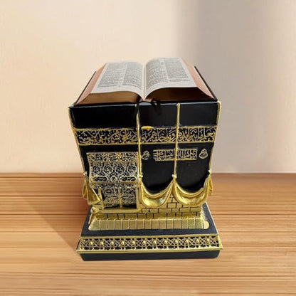 Islamic Kaba Replice Model,Muslim Turkish Home Table Decorations,Islamic Ramadan Showpiece,Golden Black Islamic Prayer House Model,Eid Ramadan、umrah Gift (Golden Black) - color: Golden Black
