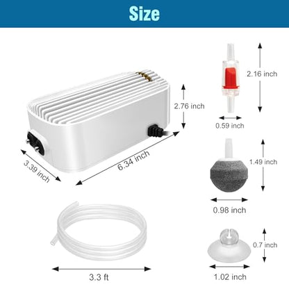 Quiet Aquarium Air Pump 9W Fish Tank Oxygen Aerator Pump with Air Stone Airline Tubing Check Valve Aquarium Bubbler for 160-300 Gallon Fish Tanks - size: 9W