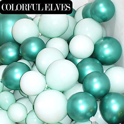12 Inch 100 Pcs Latex Metallic Chrome Balloons Helium Shiny Thicken Balloons Party Decoration (Green) - color: Green