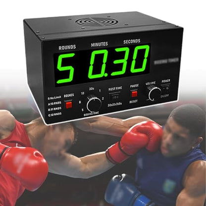 Small Interval Timer for Boxing Competitions, Timer Clock for Fighting Training, Adjustable Sound, Support Cycle Repetitions,Green - color: Green