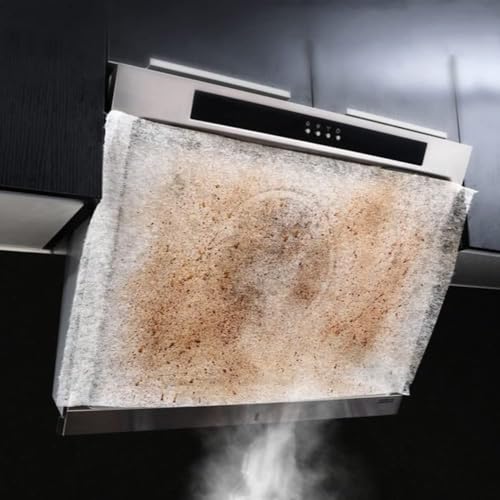 12Pcs Disposable Kitchen Range Hood Oil Absorbing Paper Range Hood Oil Resistant Sticker High Temperature Filter Membrane Universal Film Mesh Cover (43 * 45CM)