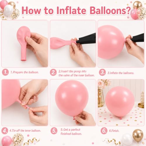Dusty Pink Balloons, 60 Pcs Party Balloons for Bridal Shower Bachelorette - color: Pink Gold