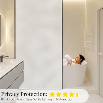 Frosted Glass Window Privacy Film Decorative, Static Cling Bathroom Window Frosting Film Day and Night Windows Cling Home Glass Door Cover, 17.5 inch x 78.7 inch | Static Cling Window Frosted Film,Day and Night Privacy Windows Cover for Glass Door,Garage,