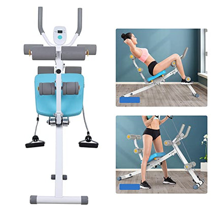 TFCFL Core Ab Trainer Bench Abdominal Stomach Exerciser Workout Gym Fitness Machine Ab Machine Abdominal Cruncher Core Workout Sit Up Bench Side Shaper LED Foldable Exercise Roller Wheels