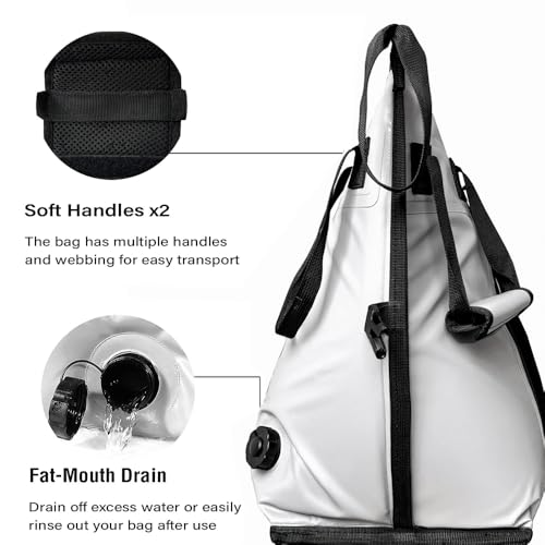 Buffalo Gear Insulated Fish Cooler - 27.5QT 58QT Waterproof Flat Bottom Bag, Leakproof and Fishing Kill Bag - color: White-58QT