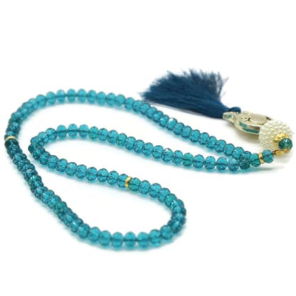 Muslim Tasbih 99 Rosary Beads with Pouch - Islamic Prayer Beads, Muslim Rosary Beads, Zikr Beads, Tasbeeh, Misbaha, Masbaha, Tespih, Bead Necklace for Women TS0205 - color: Navy Blue