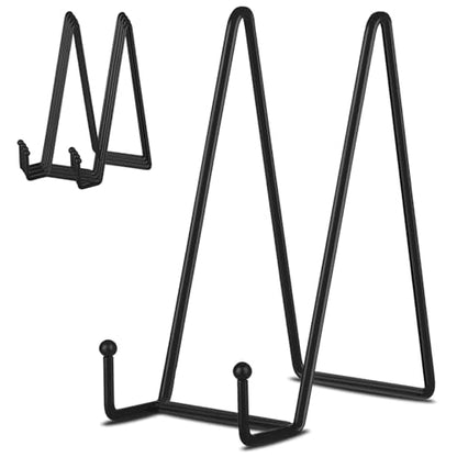 IBosins 5-Pack 8-Inch Plate Holder Display Stands Black Metal Frame Stand | Large Stand for Picture, Book, Photo, Easel, Creation, Collectibles - color: Black, size: 8 Inch