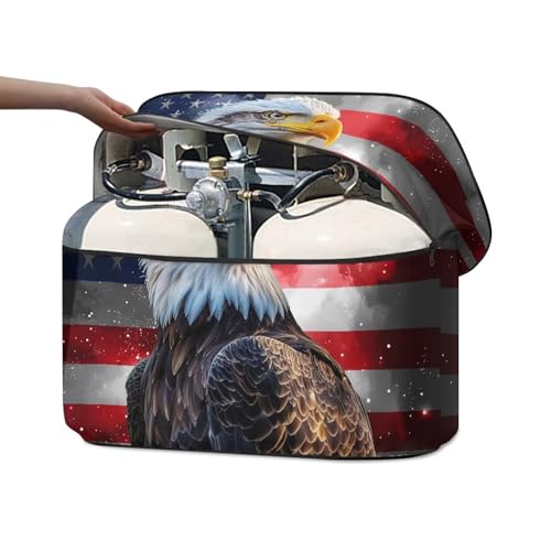 Cute Eagle RV Propane Tank Cover Travel Trailer Double 20lb Polyester Waterproof Cover with Zipper RV Parts RV Accessories Easy to Stall - color: Cute Eagle Pattern, size: S(20LB)