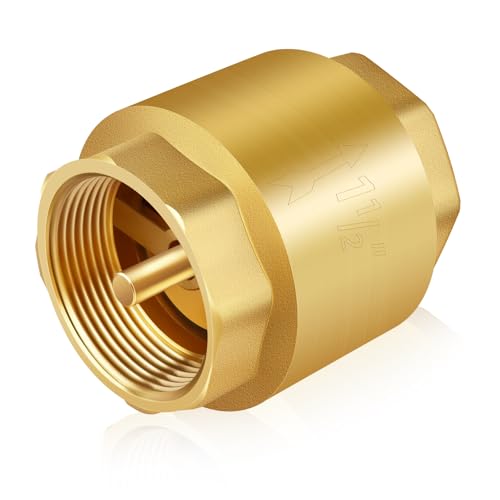 Solid Brass Spring Check Valve, 1-1/2 Inch NPT Female Thread Non Return One Way Horizontal Vertical In-Line Water Check Valve for Well, Pump, Tank, Backflow Preventer - size: 1-1/2'' NPT-1PC