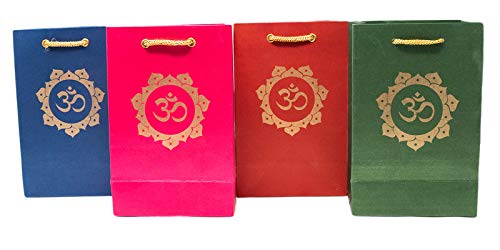 Desi Favors Om Paper Bags - Indian Gifts, Party Favor, Goodie Bags, Small Paper for Diwali Gifts, Pooja Favors, Housewarming Gifts, Wedding Return Gifts - 5.3x8 Inch (Pack of 8) - style: OM Paper Bags