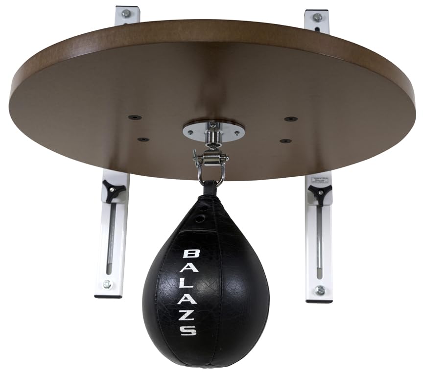 Balazs i-Box Speed Bag Platform - Heavy Duty Commercial Steel, Made in USA | Commercial Grade 11-Gauge Steel, 12" Adjustable Wall Mount, Pro Level III Swivel, 24" Drum, Made in USA - color: White