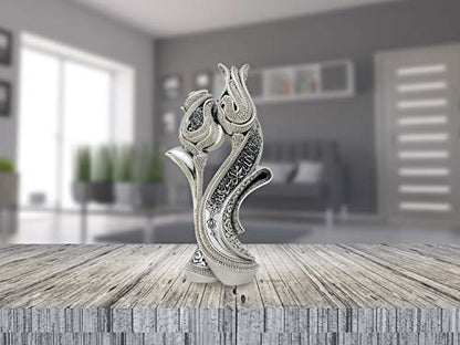 Islamic Table Decor Ramadan Eid Gift Bookend Showpiece Lale Gul Tulip & Rose Allah Muhammad (Mother of Pearl) - color: Mother of Pearl