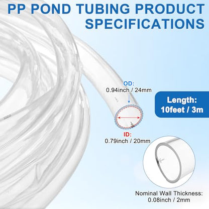 M METERXITY Vinyl Tubing 3/4" ID x 1" OD 10ft Flexible Plastic Tube with 2 Hose Ties, Lightweight Hybrid PVC Hose for Water Gardening/Airline/Aquarium Tubing [Clear] - size: 3/4" ID x 10ft