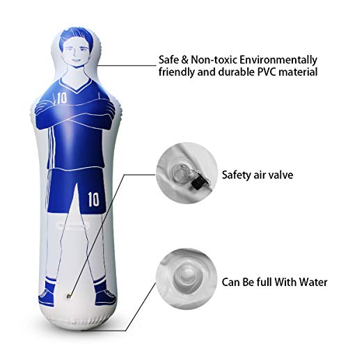 SUNSHINEMALL Inflatable Tackling Dummies for Football Practice Poles,Soccer Training Equipment Wall Dummy Goalkeepr Mannequin Basketball Defender Tumbler for Dribbling Passing Drills - color: Blue