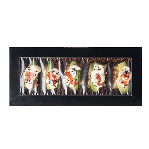 Restaurantware Sakura Vision 8 x 3.5 x 1.8 Inch Sushi Boxes 50 Disposable Take Out Boxes - Built-In Lid Clear Window Black Paper Rectangle Boxes For Sushi Maki Or Sashimi - size: Medium