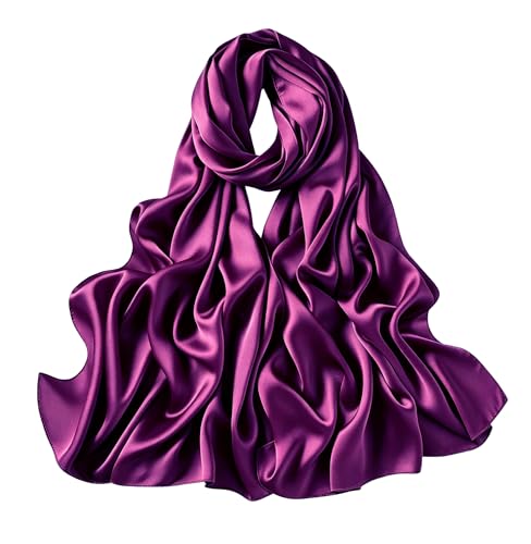 Lina & Lily Luxury Satin Hijab Head Scarf Shawl Wrap for Muslim Women Extra Long - color: Dark Magenta
