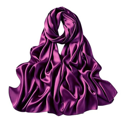 Lina & Lily Luxury Satin Hijab Head Scarf Shawl Wrap for Muslim Women Extra Long - color: Dark Magenta