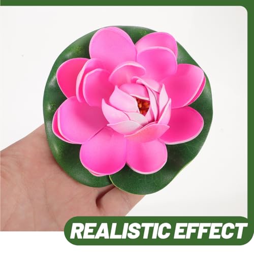 Cabilock 5PCS Floating Lotus Flowers, Artificial Pond Pool Decor - color: Pink