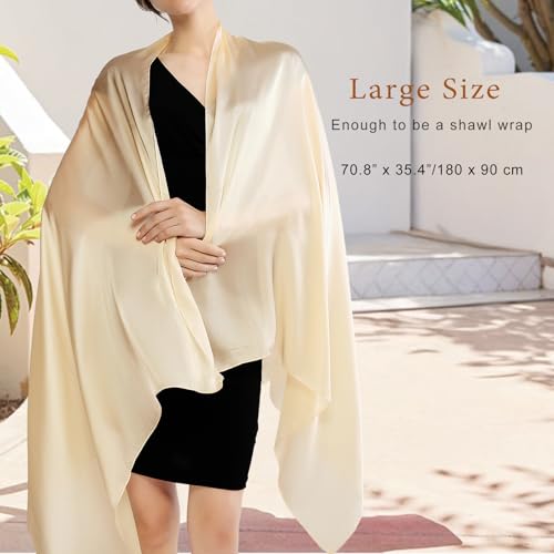 RIIQIICHY Women Shawls and Wraps for Evening Dresses Like Chiffon Silk Scarf Formal Silky Pashmina Shawls for Weddings - color: Beige