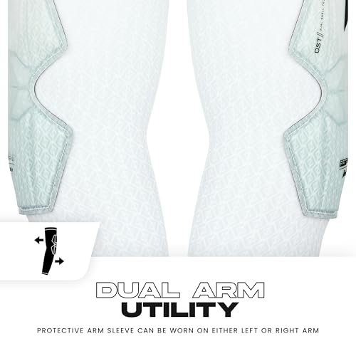 Franklin Sports Baseball + Softball Protective Arm Sleeve - PRT DST Series Youth Arm + Elbow Shield for Batting + Fielding - Protective Arm Sleeve + Elbow Shield - Right Arm + Left Arm - White - OSFM
