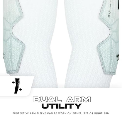 Franklin Sports Baseball + Softball Protective Arm Sleeve - PRT DST Series Youth Arm + Elbow Shield for Batting + Fielding - Protective Arm Sleeve + Elbow Shield - Right Arm + Left Arm - White - OSFM