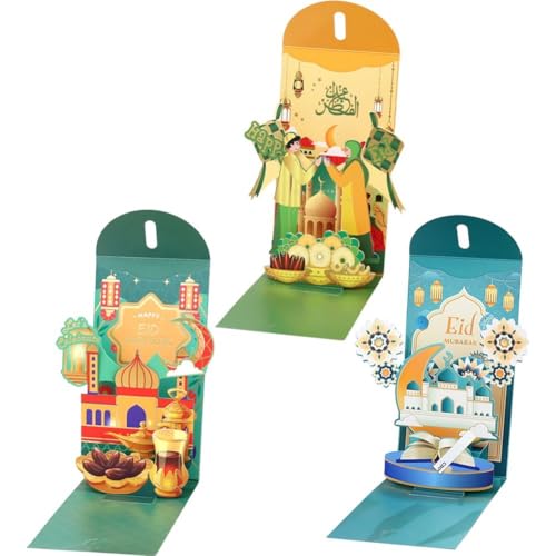 3 Pcs 3D Eid Mubarak Money Envelopes Ramadan Money Envelopes Muslim Eid Mubarak Gifts Ramadan Gifts Money Wallets for Cash