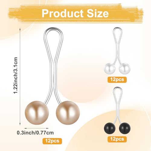 Multicolor Headscarf Pearl Pins Clips,36PCS U Shape Shawl, Muslim Pearl Scarf Clips & Hooks, Rhinestone Brooch Pins, Headscarf Accessories for Women (White, Gold, Black)