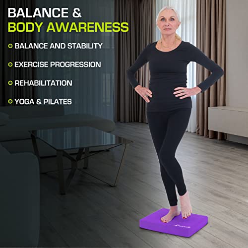 ProsourceFit Exercise Balance Pad, Non-Slip Cushioned Foam Mat & Knee Pad for Fitness and Stability Training, Yoga, Physical Therapy - color: Purple, size: L - (15.5" x 12.75")