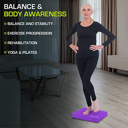 ProsourceFit Exercise Balance Pad, Non-Slip Cushioned Foam Mat & Knee Pad for Fitness and Stability Training, Yoga, Physical Therapy - color: Purple, size: L - (15.5" x 12.75")