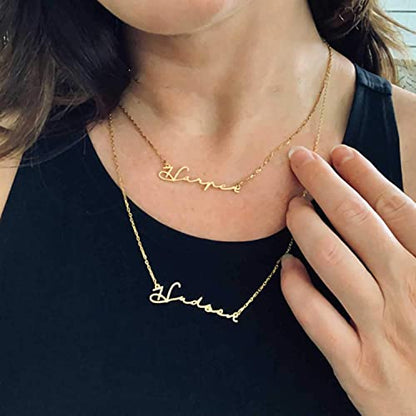 DayOfShe Custom Name Necklace for Women Gifts, 18K Gold Plated Layered Names Necklace Personalized Gifts for Birthday - color: Two Names-Layered