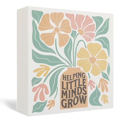 Boho Floral Teacher Wooden Box Sign Decor,Teacher Appreciation Gifts - color: Teacher Appreciation